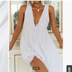 White Open Back Commense Mini Dress / Cover-Up